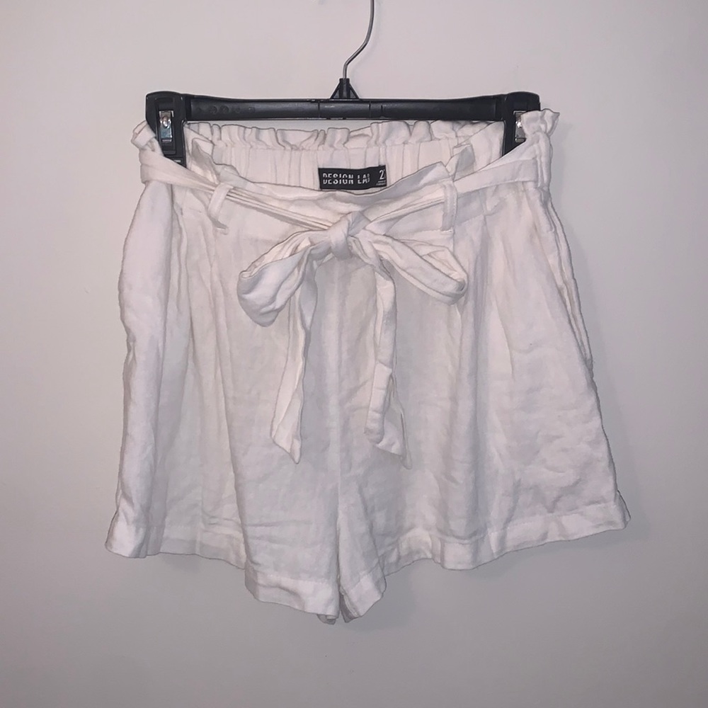 White Front Tie Shorts